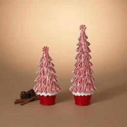 Whimsical Traditional Peppermint Ribbon Christmas Candy Trees