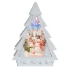 White Christmas Tree With Led Warm White Light Up Snowman Scene Spinning Glitter Waterglobe